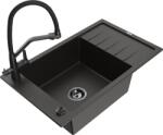 Mexen Elias chiuvetă de granit cu 1 cameră cu picurător și baterie de bucătărie Duo, negru/or metalic auriu (6511-75-671701-70-B)