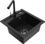 Mexen Vito chiuvetă de granit cu 1 compartiment și baterie de bucătărie Duero, Neagră - 6503-77-671600-70-B (6503-77-671600-70-B)