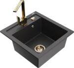 Mexen Vito chiuvetă de granit cu 1 cuvă și baterie de bucătărie Rita, negru pătat - 6503-76-670300-50 (6503-76-670300-50)