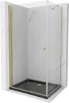 Mexen Pretoria cabina de duș batantă 70 x 100 cm, transparentă, aurie + cadă de duș Flat, neagră - 852-070-100-50-00-4070G (852-070-100-50-00-4070G)