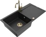 Mexen Leo chiuvetă de granit cu o singură cuvă, cu scurgător și baterie de bucătărie Carla, negru/argintiu metalizat (6501-73-670700-50)