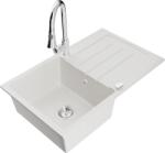 Mexen Bruno chiuvetă de granit cu 1 compartiment, cu scurgător și baterie de bucătărie Elia, albă - 6513-20-670101-00 (6513-20-670101-00)
