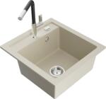 Mexen Vito chiuvetă de bucătărie din granit, cu 1 compartiment, cu baterie Flora, bej - 6503-69-670401-07 (6503-69-670401-07)