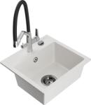 Mexen Milo chiuvetă de granit cu 1 compartiment și baterie de bucătărie Duo, Albă - 6505-20-671701-07-B (6505-20-671701-07-B)