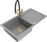 Mexen Leo chiuvetă de granit cu 1 compartiment, cu scurgător și baterie bucătărie Duo, gri - 6501-71-671701-57-G (6501-71-671701-57-G)