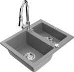 Mexen Carlos chiuvetă de granit cu 1, 5 compartimente și baterie de bucătărie Elia, gri - 6518-71-670101-00 (6518-71-670101-00)