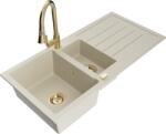 Mexen Andres Chiuvetă de granit 1, 5-camere cu scurgător și baterie de bucătărie Elia, bej - 6515-69-670101-50 (6515-69-670101-50)