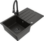 Mexen Bruno chiuvetă din granit cu 1 compartiment, cu picurător și baterie de bucătărie Elia, negru/auriu metalic (6513-75-670101-70-B)