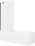 Mexen Cubik cadă dreptunghiulară 150 x 70 cm cu panou și paravan cu 1 canat 90 cm, transparent, negru - 550315070X9509000070 (550315070X9509000070)