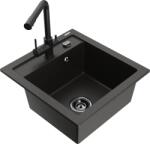 Mexen Vito chiuvetă granitică cu 1 compartiment și robinet de bucătărie Duero, negru/auriu metalizat - 6503-75-671600-70-B (6503-75-671600-70-B)