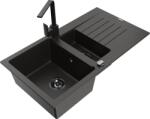 Mexen Matias chiuvetă de bucătărie din granit cu 1, 5 compartimente cu scurgător și baterie Rita, negru/auriu (6502-75-670300-70-B)