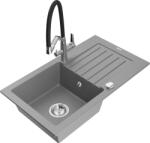 Mexen Pablo chiuvetă granit 1-cameră cu scurgător și baterie de bucătărie Duo, gri - 6510-71-671701-07 (6510-71-671701-07)