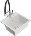 Mexen Milo chiuvetă de granit cu 1 cuvă și baterie de bucătărie Duo, alb - 6505-20-671701-07 (6505-20-671701-07)