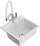Mexen Milo chiuvetă de granit cu 1 compartiment cu baterie de bucătărie Duo, albă - 6505-20-671701-02 (6505-20-671701-02)