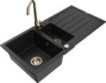 Mexen Andres chiuvetă de granit 1, 5-camere cu picurător și baterie de bucătărie Telma, negru - 6515-77-670200-50 (6515-77-670200-50)