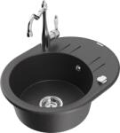 Mexen Kevin chiuvetă de granit cu 1 cuvă, cu scurgător și baterie de bucătărie Carla, negru punctat - 6517-76-670700-00 (6517-76-670700-00)