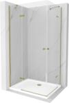 Mexen Roma Duo cabină de duș cu balamale 90 x 80 cm, transparent, Aurie + cadă de duș Flat - 854-090-080-50-02-4010G (854-090-080-50-02-4010G)