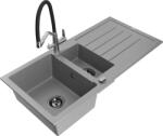 Mexen Andres chiuvetă de granit cu 1, 5 compartimente cu picurător și baterie de bucătărie Duo, gri - 6515-71-671701-07-B (6515-71-671701-07-B)