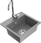 Mexen Milo chiuvetă de granit cu 1 compartiment cu baterie de bucătărie Telma, gri - 6505-71-670200-00 (6505-71-670200-00)