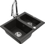 Mexen Carlos chiuvetă de granit cu 1, 5 compartimente cu baterie de bucătărie Elia, negru/auriu metalic - 6518-75-670101-00 (6518-75-670101-00)