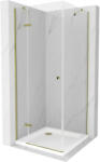 Mexen Roma cabina de duș basculantă 70 x 70 cm, transparentă, aurie + cadă Flat - 854-070-070-50-00-4010 (854-070-070-50-00-4010)
