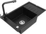 Mexen Elias chiuvetă granitică 1-cameră cu scurgător și baterie de bucătărie Duero, negru - 6511-77-671600-70 (6511-77-671600-70)