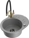 Mexen Kevin chiuvetă de granit cu 1 cuvă cu baterie de bucătărie Duo, gri - 6517-71-671701-57-B (6517-71-671701-57-B)
