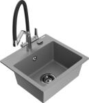 Mexen Milo chiuvetă de granit cu 1 cuvă cu baterie de bucătărie Duo, gri - 6505-71-671701-07-B (6505-71-671701-07-B)