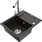Mexen Enzo chiuvetă de granit cu 1 compartiment, cu scurgător și baterie de bucătărie Duero, negru/auriu metalic (6506-75-671600-00)