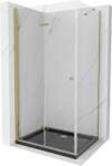 Mexen Lima cabină de duș pliabilă 100 x 90 cm, transparentă, auriu + cădiță de duș Flat, negru - 856-100-090-50-00-4070G (856-100-090-50-00-4070G)