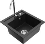 Mexen Vito chiuvetă de granit cu o singură cuvă cu robinet de bucătărie Telma, negru/argintiu metalic - 6503-73-670200-00 (6503-73-670200-00)