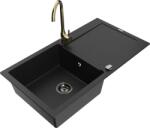 Mexen Leo chiuvetă de granit cu 1 compartiment cu scurgător și baterie de bucătărie Telma, negru - 6501-77-670200-50-B (6501-77-670200-50-B)