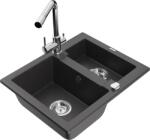 Mexen Carlos chiuvetă de granit cu 1, 5 compartimente cu baterie de bucătărie Duero, negru picurat - 6518-76-671600-00 (6518-76-671600-00)