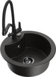 Mexen Diego chiuvetă de bucătărie din granit, 1 cuvă, cu baterie Duo, neagră/auriu metalizat - 6512-75-671701-70-B (6512-75-671701-70-B)