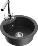 Mexen Diego chiuvetă de granit cu o cuvă cu baterie de bucătărie Duero, negru pătat - 6512-76-671600-00 (6512-76-671600-00)