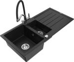 Mexen Andres chiuvetă de granit cu 1, 5 boluri cu scurgător și baterie de bucătărie Duo, negru - 6515-77-671701-07 (6515-77-671701-07)