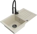Mexen Pablo chiuvetă de granit 1-comandă cu scurgător și baterie de bucătărie Aster, bej - 6510-69-73450-70-B (6510-69-73450-70-B)
