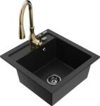 Mexen Vito chiuvetă de granit cu 1 compartiment cu baterie de bucătărie Savita, negru - 6503-77-672601-50-B (6503-77-672601-50-B)