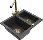 Mexen Carlos chiuvetă de bucătărie din granit cu 1, 5 compartimente cu baterie Duero, negru pătat - 6518-76-671600-50 (6518-76-671600-50)