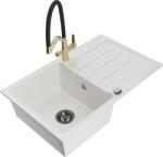 Mexen Bruno chiuvetă de granit cu 1 compartiment, cu scurgător și baterie de bucătărie Duo, alb - 6513-20-671701-57-B (6513-20-671701-57-B)