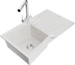 Mexen Cesar chiuvetă de granit cu 1 cuvă cu scurgător și baterie de bucătărie Duero, alb - 6514-20-671600-00 (6514-20-671600-00)
