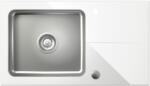 Quadron Hugh üveg és acél mosogató 77x44 cm fehér ST3577SB1BS (ST3577SB1BS)