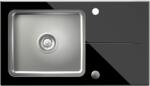 Quadron Hugh üveg és acél mosogató 77x44 cm fekete ST3577SC1BS (ST3577SC1BS)