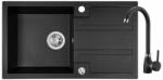 Laveo Barbados, 1 kamrás gránit mosogató 760x440x194 mm + Granit 8 mosogató csaptelep, fekete foltos, LAV-SBBA711T (LAV-SBBA711T)