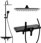 Erga Oslo, zuhanygarnitúra karos csapteleppel és polccal, fekete matt, ERG-YKA-BP. OSLO-25-BLK (ERG-YKA-BP.OSLO-25-BLK)