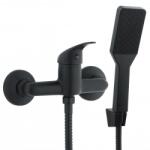 Erga Bahia, fali zuhanycsap kézi pontkészlettel, fekete matt, ERG-YKA-BW. BAHIA-BLK (ERG-YKA-BW.BAHIA-BLK)