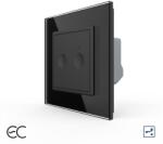 LIVOLO Intrerupator Dublu Cap Scara / Cruce cu Touch LIVOLO cu Rama din Sticla - Protocol Zigbee EC (Negru) (VL-FC2SZ2-2B-12)
