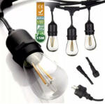 BERGE Kültéri fényfüzér LED izzókkal | 15méter - 31db LED izzó | Kerti égősor, girland, dekorációs világítás | IP44 Sorolható (BG1530)