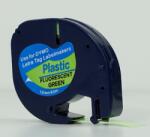 Compatibil Dymo 91212 LetraTag 12mm x 4m, text negru / fluorescent fundal verde, banda compatibila (91212)
