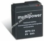 Multipower Ólom akku 6V 9Ah (Multipower) típus MP9-6A helyettesíti 6V 8Ah 9, 5Ah 10Ah 7, 2Ah 7Ah